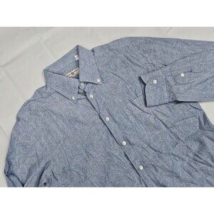 LUCIANO BARBERA Button Down Mens Medium Blue Paisley Casual Dress Shirt